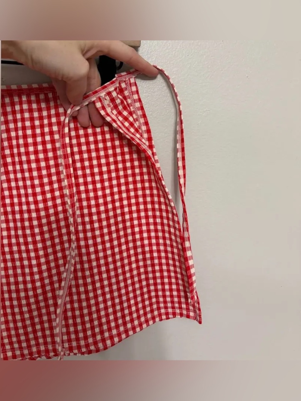 Shade and Shore Red Gingham Wrap Mini Skirt Cover Up - Picture 3 of 4